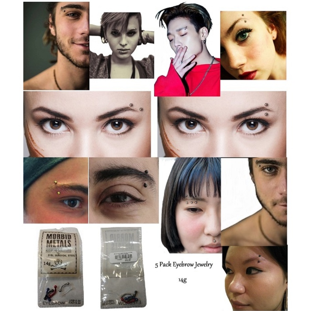 5 Pack Eyebrow Body Piercing Jewelry